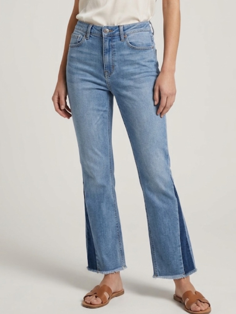 American Rag Cie Kickflare Blue Denim Jeans with Frayed Hem
